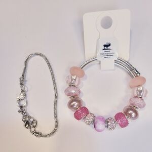 European Style Large Beaded Adjustable Snake Coil Bracelet 7"